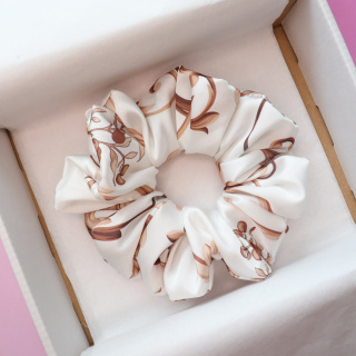 Gumka do włosów - scrunchie L biała finezja
