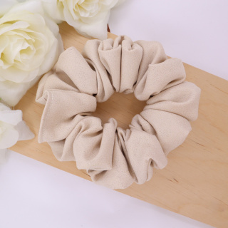 Gumka do włosów - scrunchie L błyszcząca beżowa