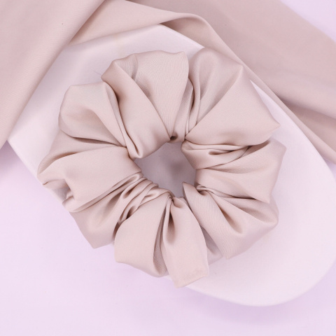 Gumka do włosów - scrunchie L chłodny beż