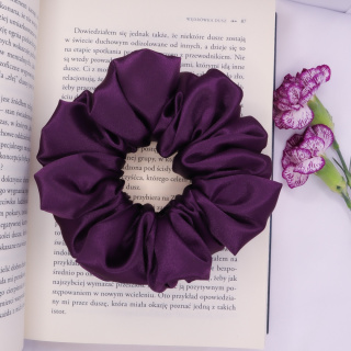 Gumka do włosów - scrunchie L ciemny fiolet