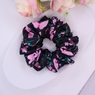 Gumka do włosów - scrunchie L pink butterfly