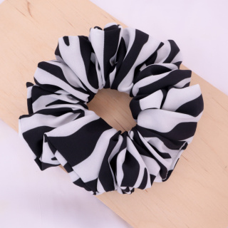 Gumka do włosów - scrunchie L czarna zebra