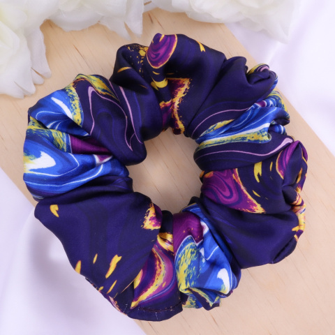 Gumka do włosów - scrunchie L fioletowy tie dye
