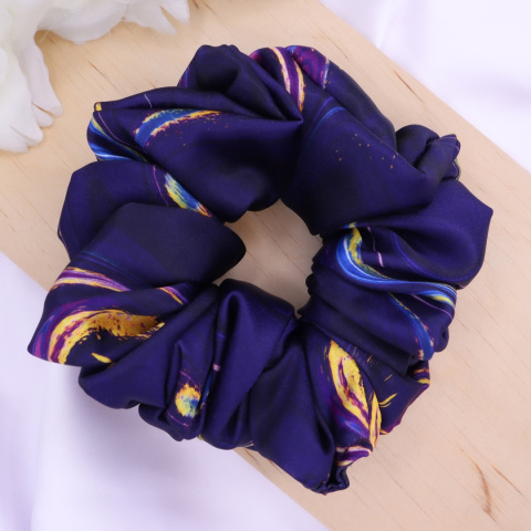 Gumka do włosów - scrunchie L fioletowy tie dye