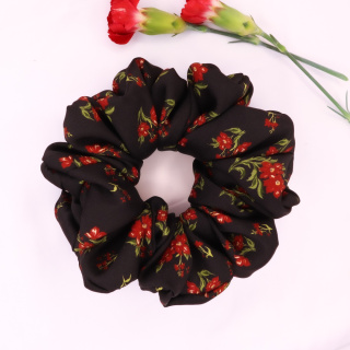Gumka do włosów - scrunchie L red flowers