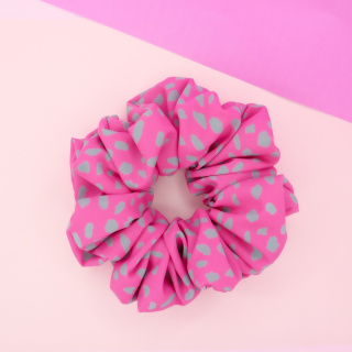 Gumka do włosów - scrunchie L różowa panterka