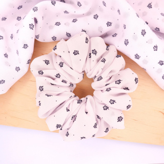 Gumka do włosów - scrunchie L white flowers