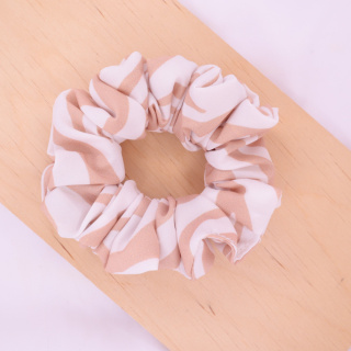 Gumka do włosów - scrunchie M beżowa zebra