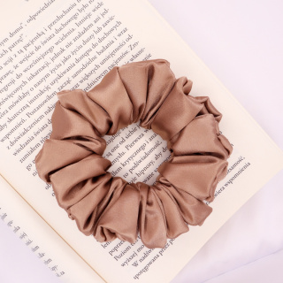 Gumka do włosów - scrunchie M ciemny cappuccino