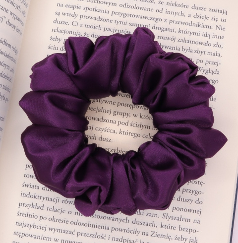 Gumka do włosów - scrunchie M ciemny fiolet