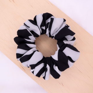 Gumka do włosów - scrunchie M czarna zebra