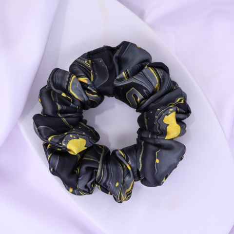 Gumka do włosów - scrunchie M czarny tie dye