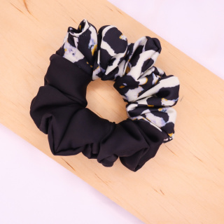 Gumka do włosów - scrunchie M duo czarna panterka