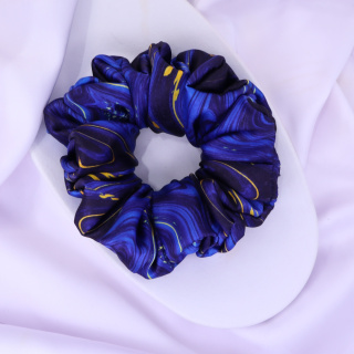 Gumka do włosów - scrunchie M granatowy tie dye