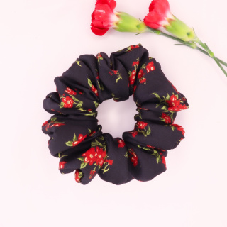 Gumka do włosów - scrunchie M red flowers