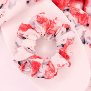 Gumka do włosów - scrunchie M red rose