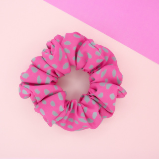 Gumka do włosów - scrunchie M różowa panterka