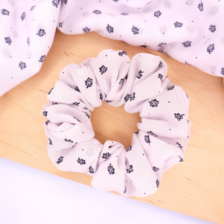 Gumka do włosów - scrunchie M white flowers