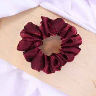 Gumka do włosów - scrunchie M z organzy bordo