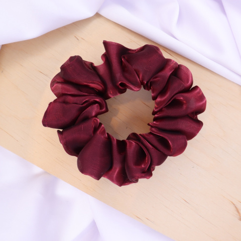 Gumka do włosów - scrunchie M z organzy bordo