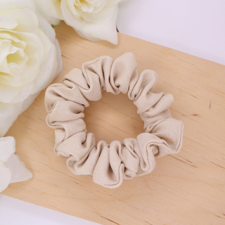 Gumka do włosów - scrunchie S błyszcząca beżowa