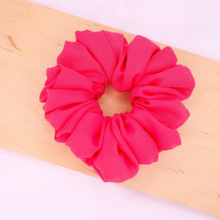 Gumka do włosów - scrunchie szyfonowa L neonowy róż