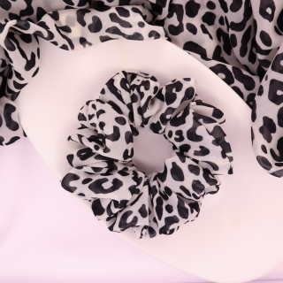 Gumka do włosów - scrunchie szyfonowa L panterka