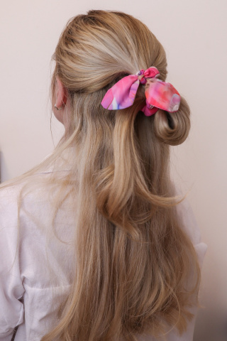 Gumka do włosów - scrunchie z uszkami pink mirage