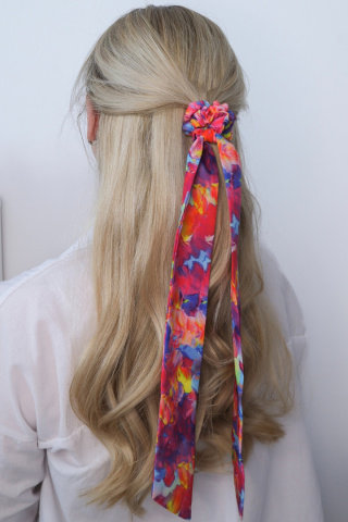 Gumka do włosów - scrunchie ze wstążką mystic bloom