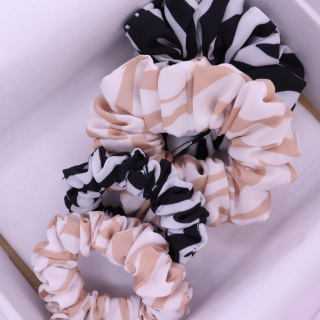 Zestaw 4 scrunchie - zebra
